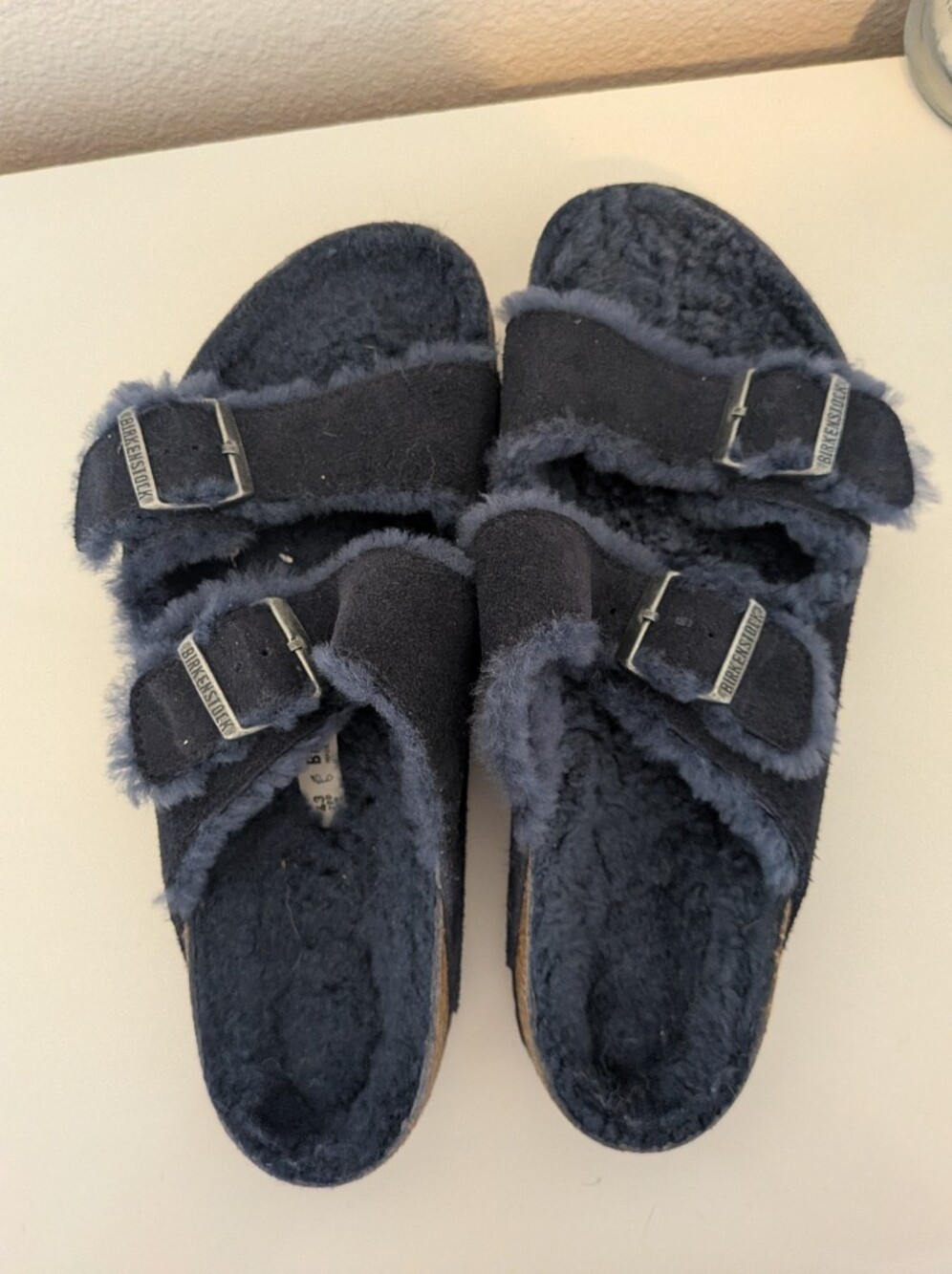 Birkenstock Navy Blue Shearling Sandal 43
